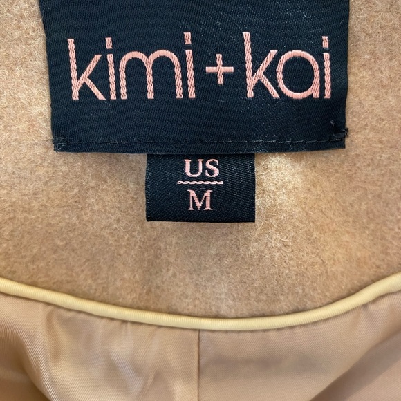 Kimi + Kai Wool Walking Coat Pea Coat Camel Tan size Medium Overcoat Winter Coat - Picture 12 of 13